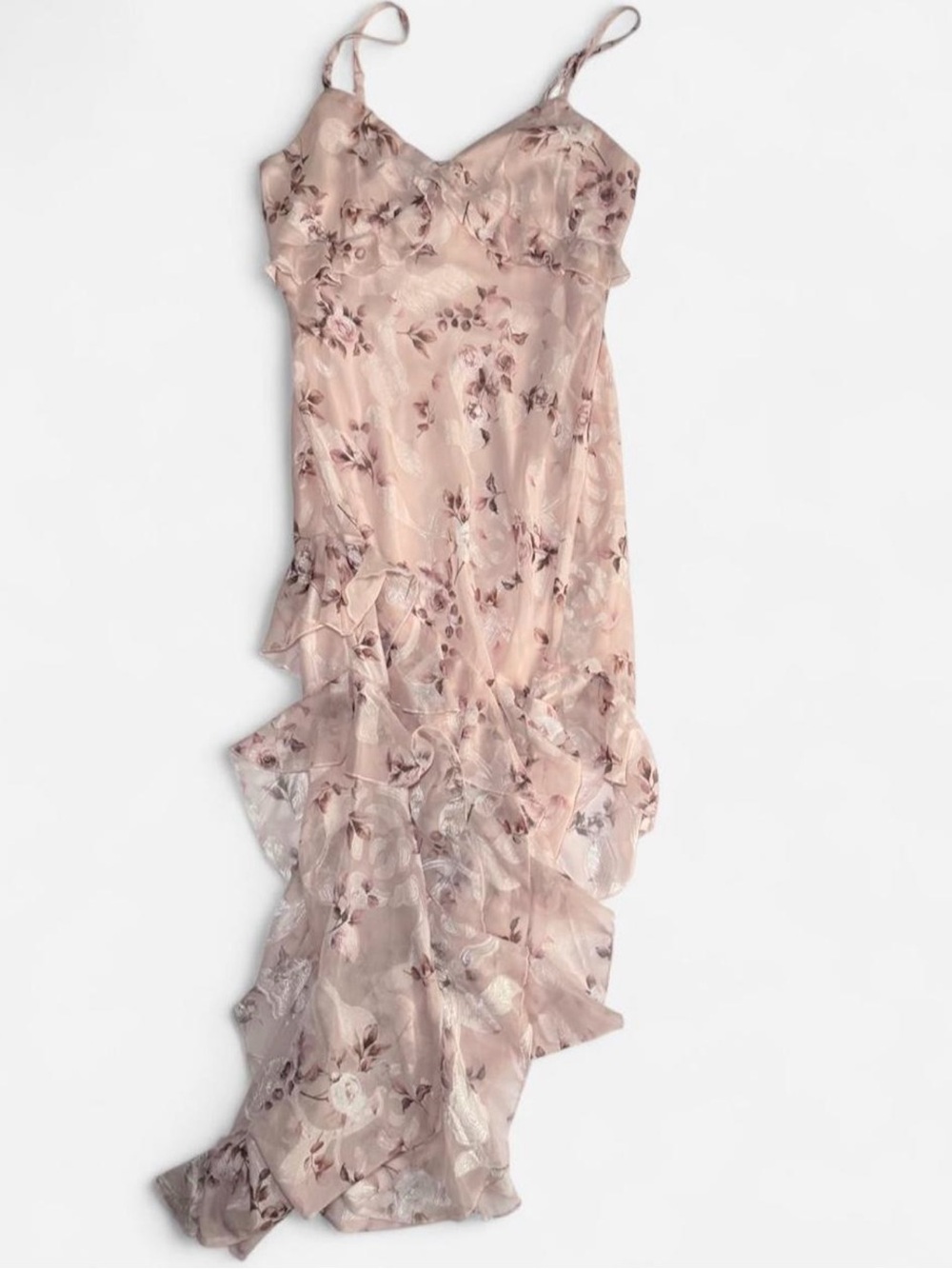 Thirty Thirty LA Pink Floral Ruffle Midi Dress - Size L - Fairycore - NWT